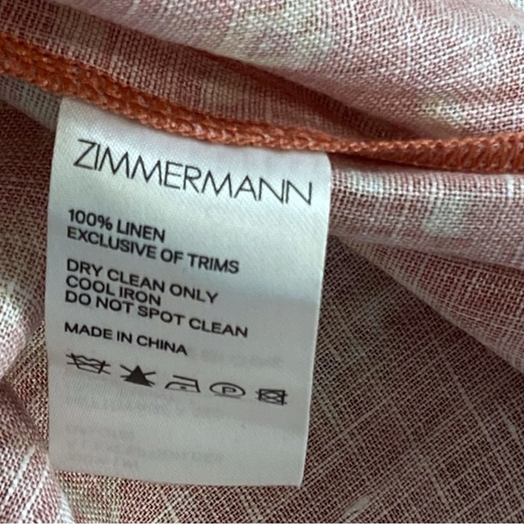 Zimmermann NWT Soft Red Paisley Linen Veneto Dress with Optional Straps Size 6 - Picture 9 of 9